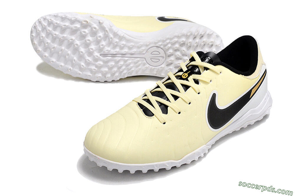 Nike Tiempo Legend 10 Elite TF Low-Tops Football Shoes - Beige/Black/White 3
