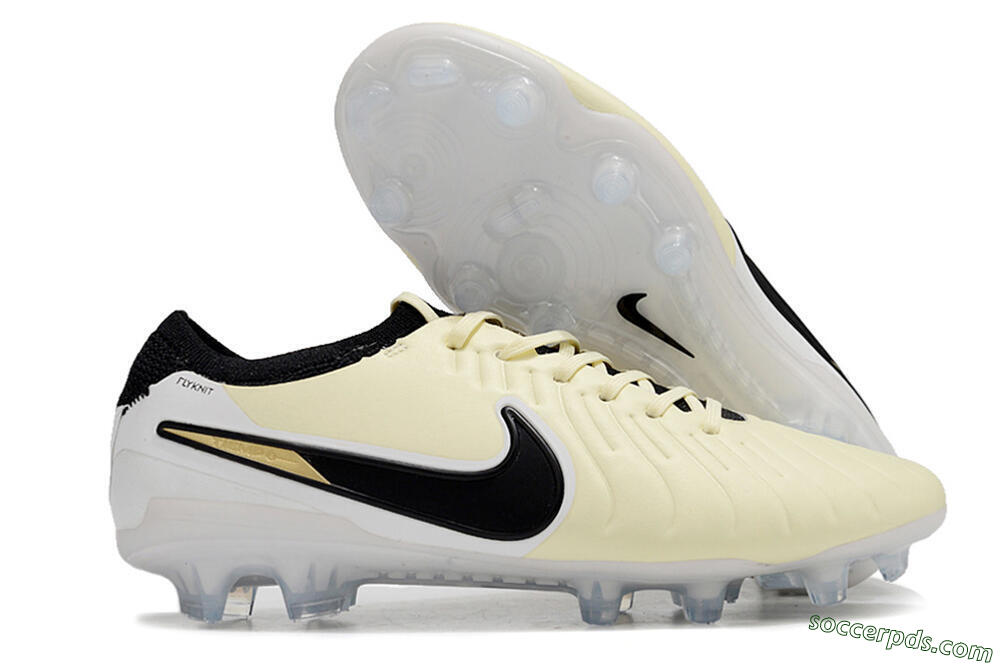 Nike Tiempo Legend 10 Elite FG Low-Tops Football Boots - Beige/Black/White 1