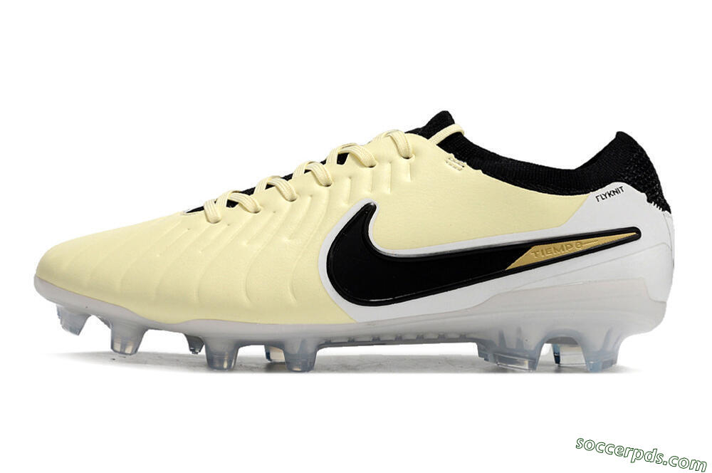 Nike Tiempo Legend 10 Elite FG Low-Tops Football Boots - Beige/Black/White 2