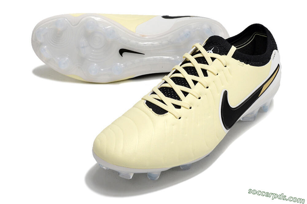 Nike Tiempo Legend 10 Elite FG Low-Tops Football Boots - Beige/Black/White 3