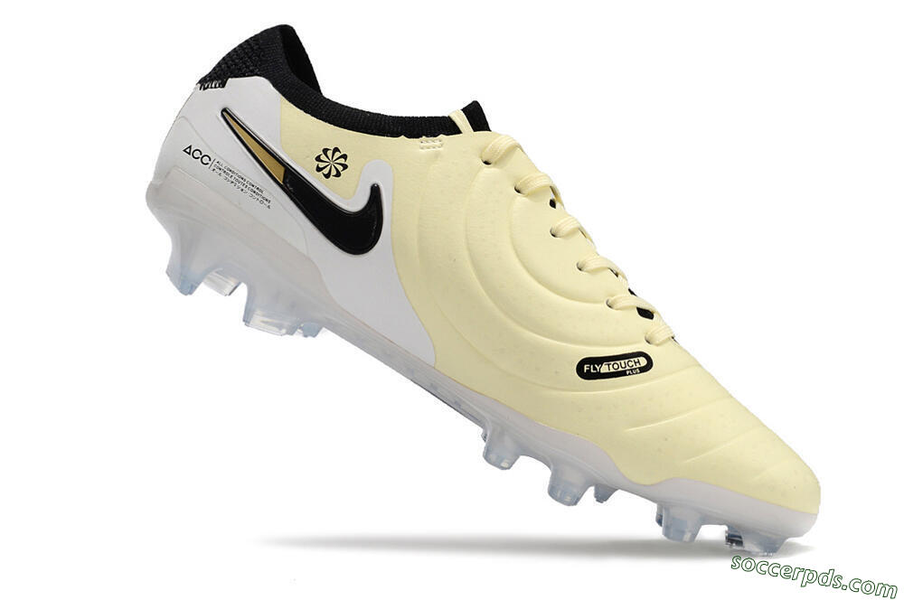 Nike Tiempo Legend 10 Elite FG Low-Tops Football Boots - Beige/Black/White 4