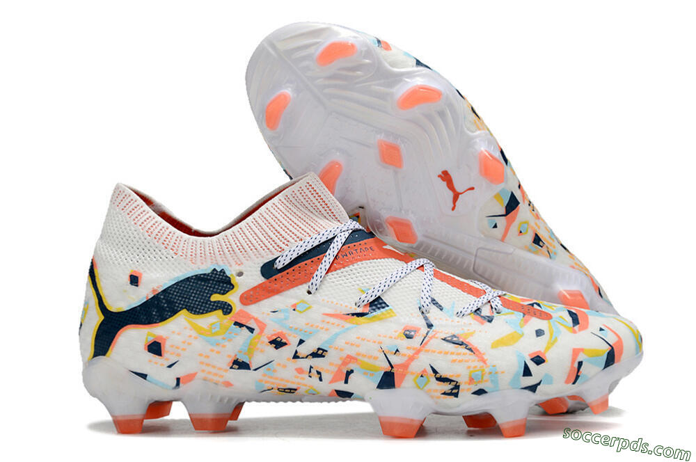 Puma Future FG Low-Tops Football Boots - White/Red/Yellow/Blue/Pink 1