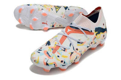 Puma Future FG Low-Tops Football Boots - White/Red/Yellow/Blue/Pink
