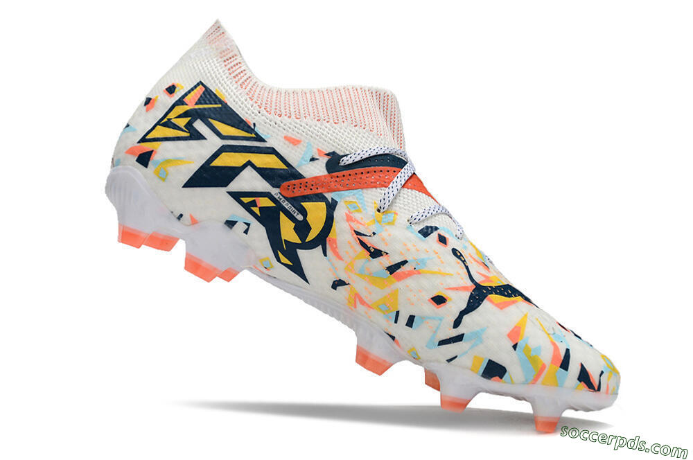 Puma Future FG Low-Tops Football Boots - White/Red/Yellow/Blue/Pink 4