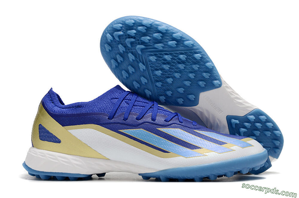 Adidas X 23 Crazyfast.1 TF Low-Tops Football Shoes - Blue/Gold/White 1
