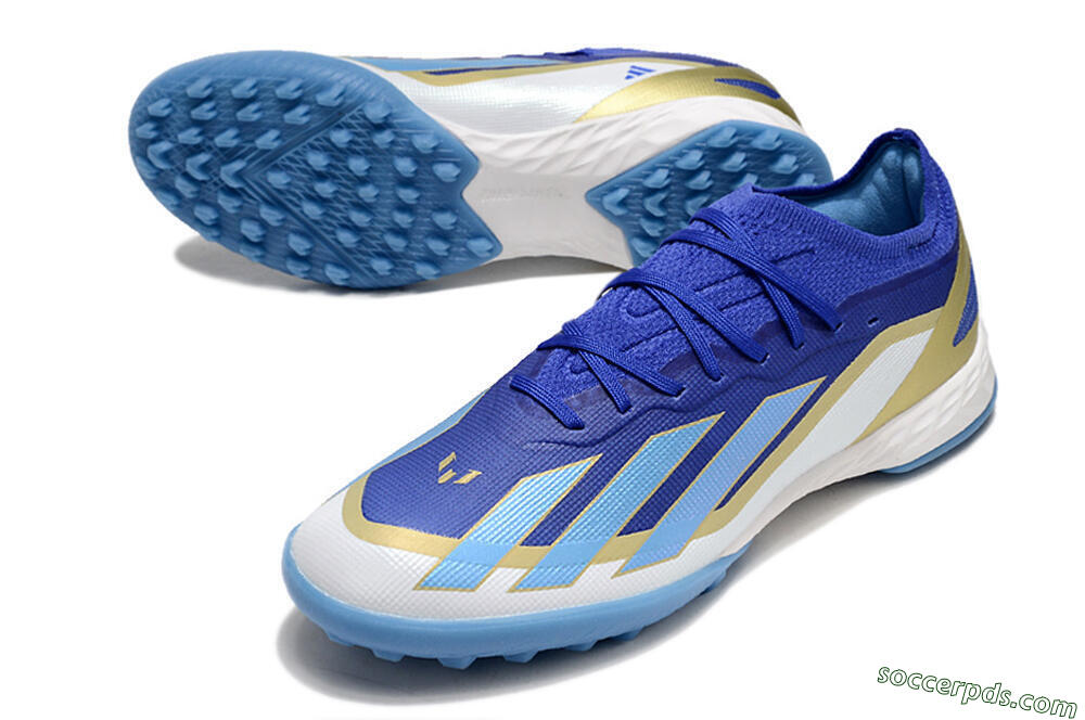 Adidas X 23 Crazyfast.1 TF Low-Tops Football Shoes - Blue/Gold/White 3
