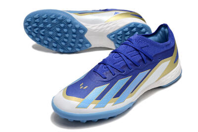 Adidas X 23 Crazyfast.1 TF Low-Tops Football Shoes - Blue/Gold/White