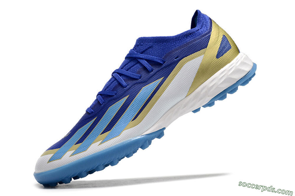 Adidas X 23 Crazyfast.1 TF Low-Tops Football Shoes - Blue/Gold/White 5