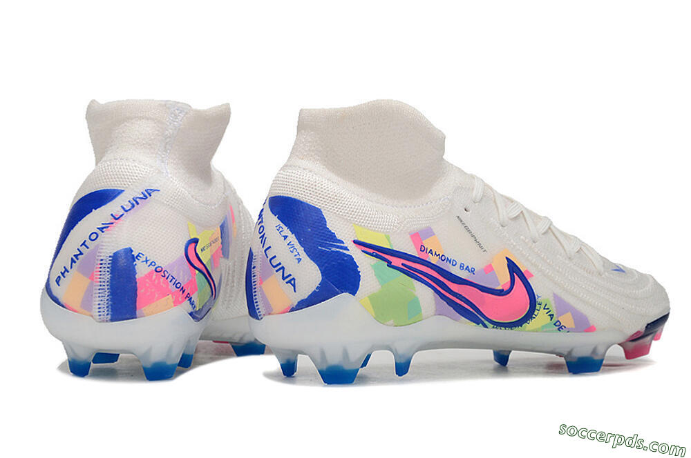 Nike Phantom Luna Elite FG High-Tops Football Boots - White/Rainbow 6