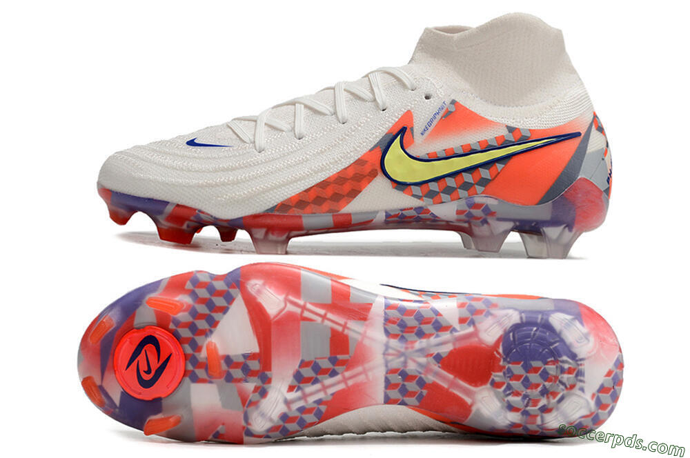 Nike Phantom Luna Elite NU FG High-Tops Football Boots - White/Red/Yellow/Blue 0