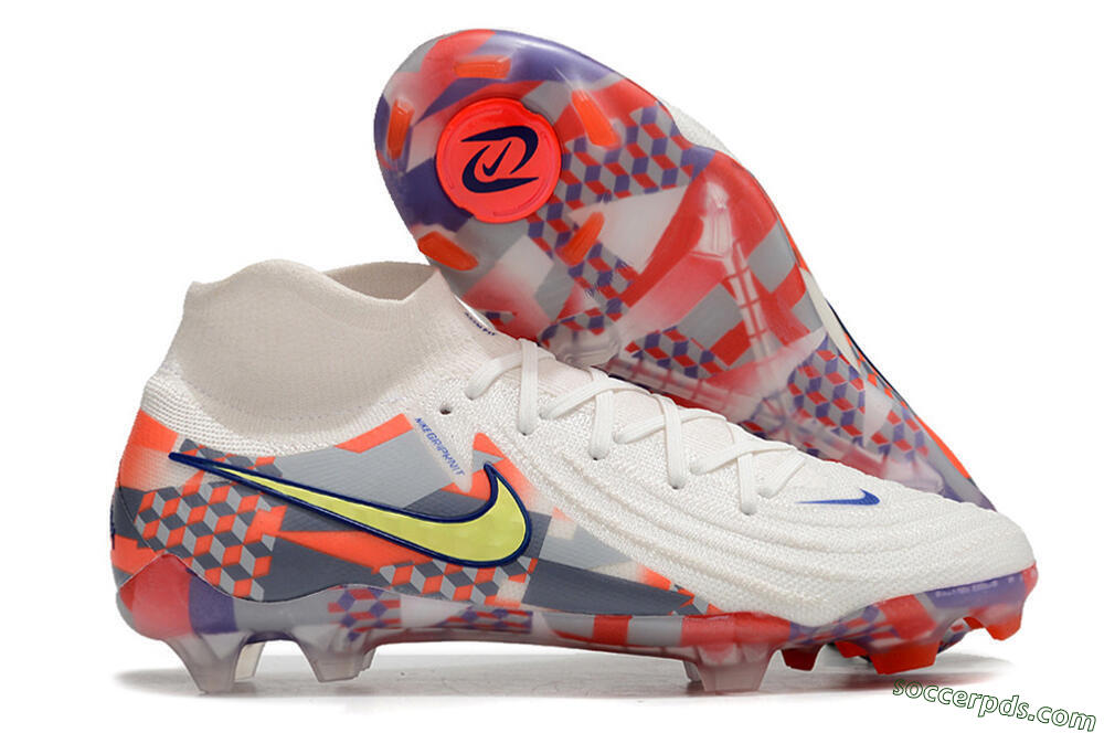 Nike Phantom Luna Elite NU FG High-Tops Football Boots - White/Red/Yellow/Blue 1