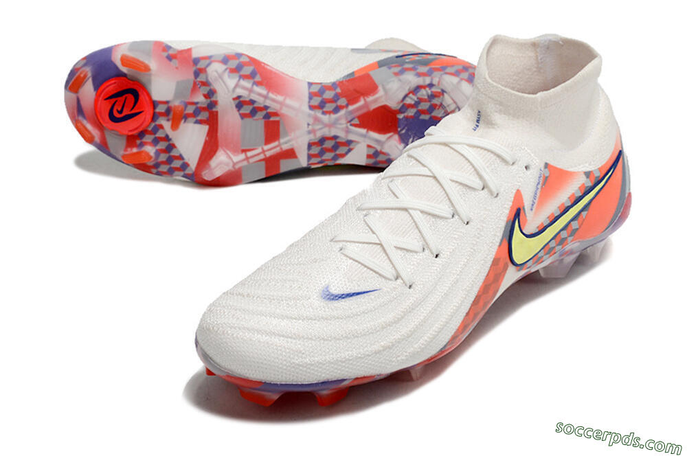 Nike Phantom Luna Elite NU FG High-Tops Football Boots - White/Red/Yellow/Blue 3