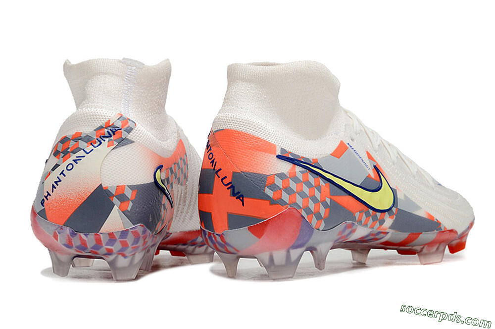 Nike Phantom Luna Elite NU FG High-Tops Football Boots - White/Red/Yellow/Blue 6