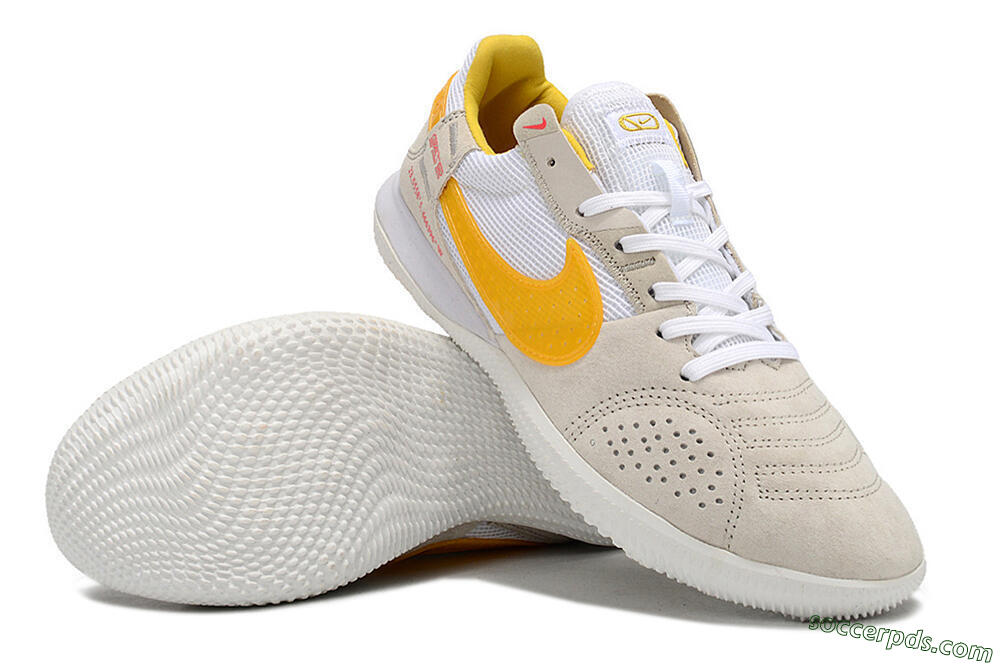 Nike Street Gato IC Low-Tops Football Shoes - Beige/Yellow/White 3