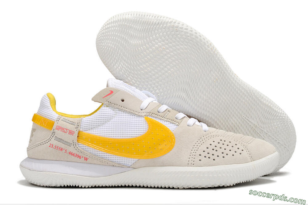 Nike Street Gato IC Low-Tops Football Shoes - Beige/Yellow/White 1