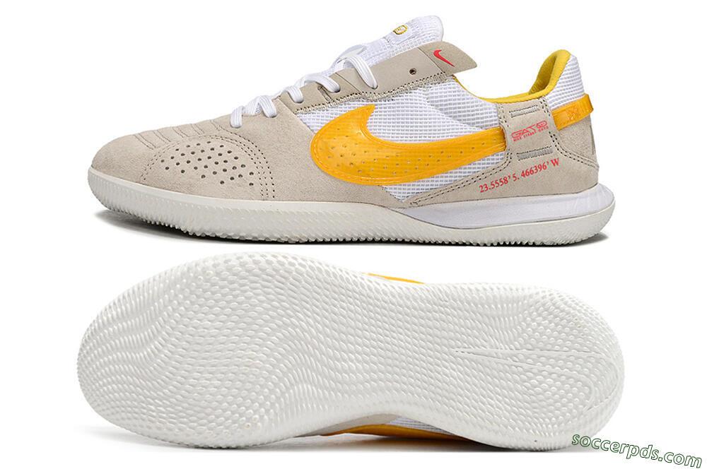 Nike Street Gato IC Low-Tops Football Shoes - Beige/Yellow/White 0
