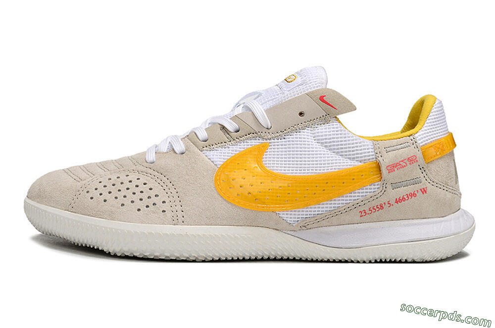 Nike Street Gato IC Low-Tops Football Shoes - Beige/Yellow/White 2
