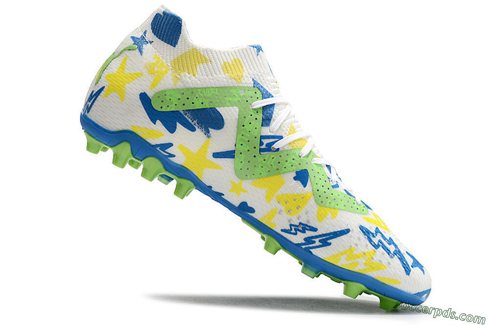 Puma Future Ultimate FG Low-Tops Football Boots - White/Yellow/Blue 4