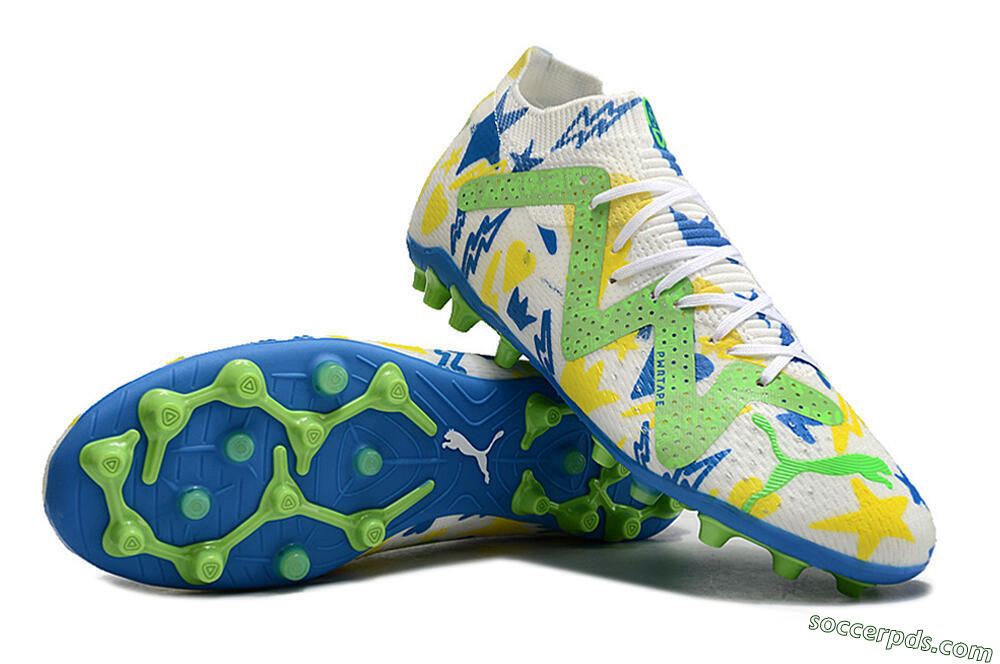 Puma Future Ultimate FG Low-Tops Football Boots - White/Yellow/Blue 3