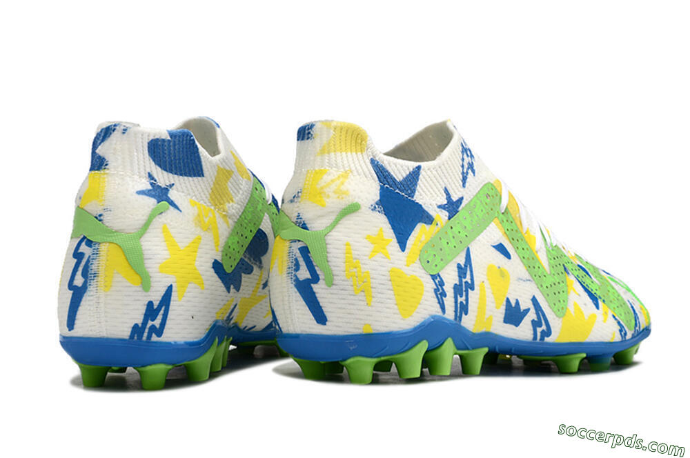 Puma Future Ultimate FG Low-Tops Football Boots - White/Yellow/Blue 6
