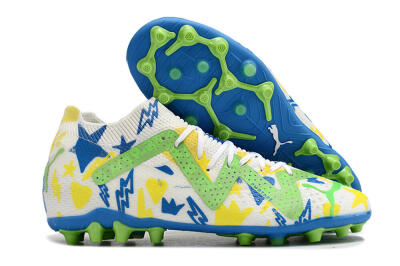 Puma Future Ultimate FG Low-Tops Football Boots - White/Yellow/Blue