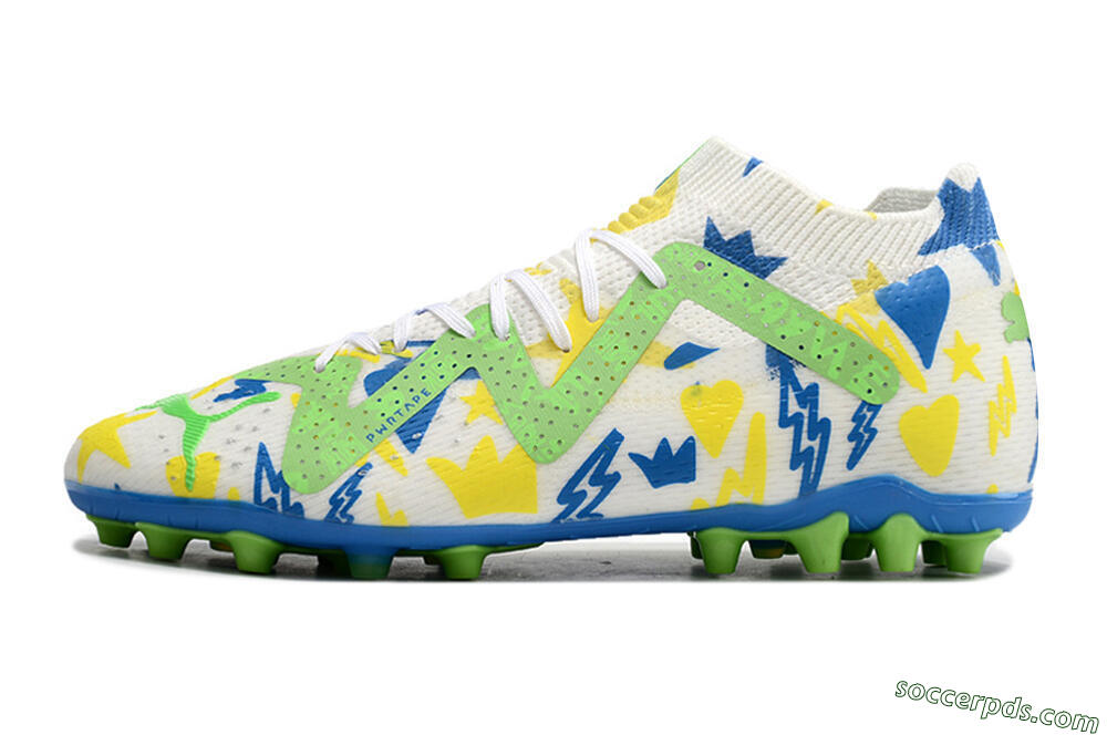 Puma Future Ultimate FG Low-Tops Football Boots - White/Yellow/Blue 2