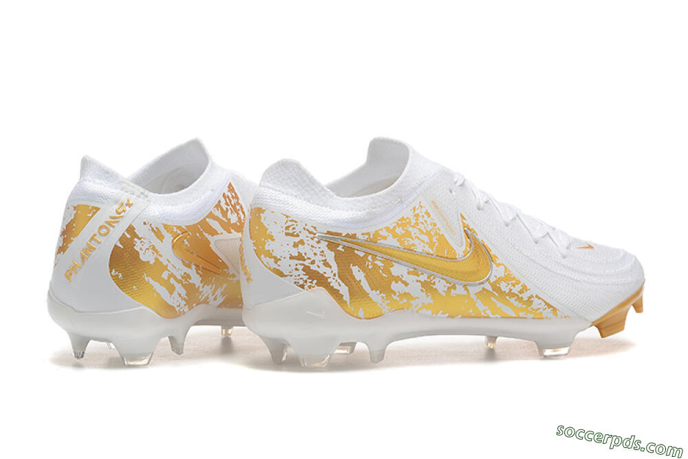 Nike Phantom Luna Elite NU FG Low-Tops Football Boots - White/Gold 9