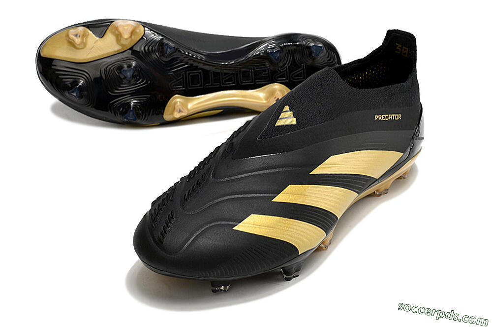 Adidas Predator Accuracy+ Laceless FG Low-Tops Football Boots - Black/Gold 3