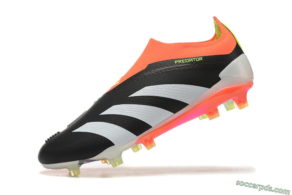 Adidas Predator Accuracy+ Laceless FG Low-Tops Football Boots - Black/White/Orange 7