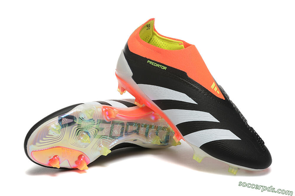 Adidas Predator Accuracy+ Laceless FG Low-Tops Football Boots - Black/White/Orange 2