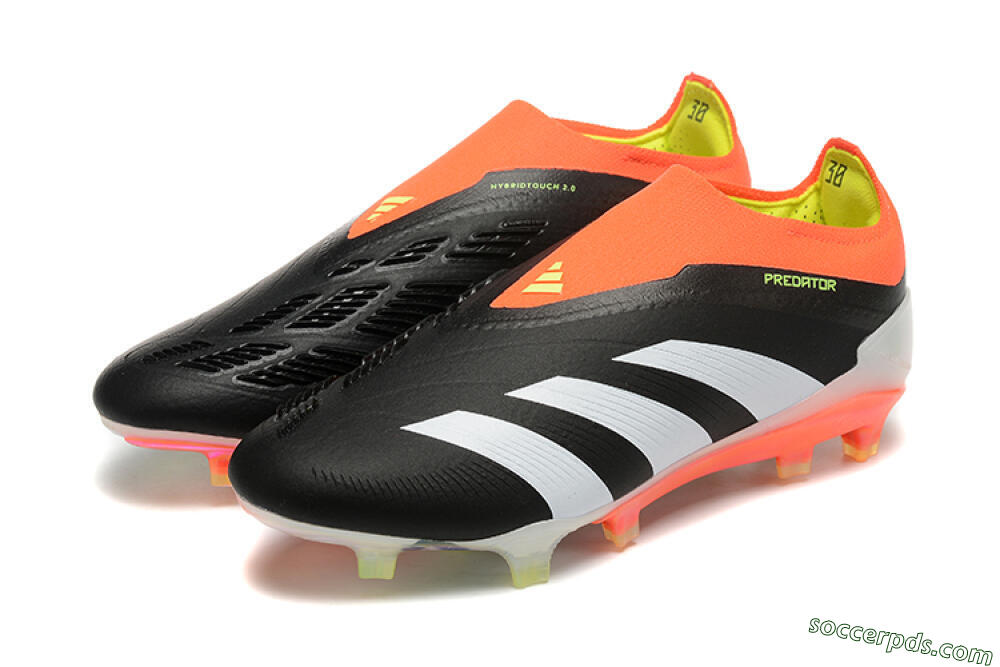 Adidas Predator Accuracy+ Laceless FG Low-Tops Football Boots - Black/White/Orange 4