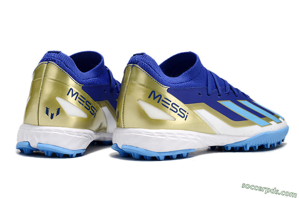 Adidas X Crazyfast.3 Messi TF Low-Tops Football Shoes - Blue/White/Gold 6