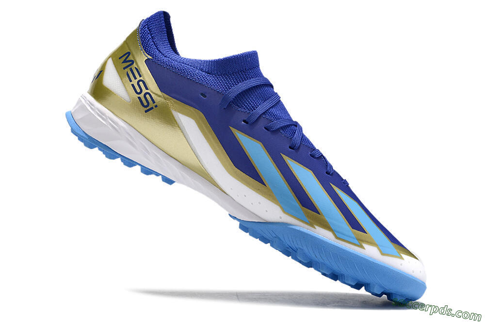 Adidas X Crazyfast.3 Messi TF Low-Tops Football Shoes - Blue/White/Gold 4