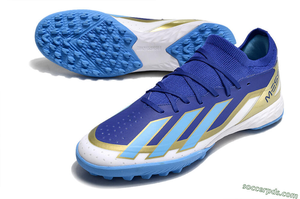 Adidas X Crazyfast.3 Messi TF Low-Tops Football Shoes - Blue/White/Gold 3