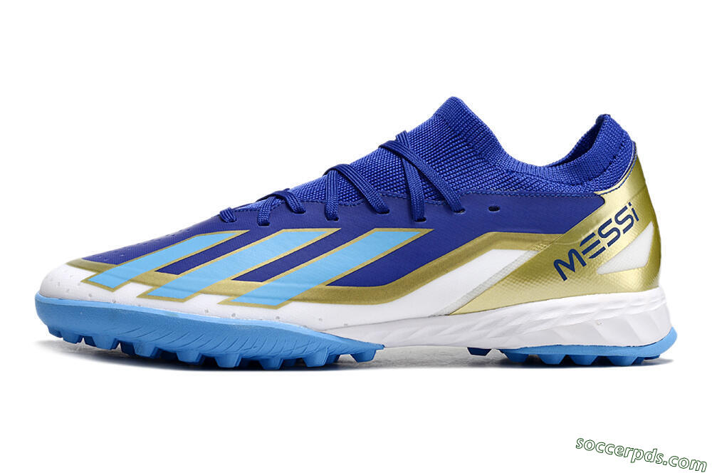 Adidas X Crazyfast.3 Messi TF Low-Tops Football Shoes - Blue/White/Gold 2