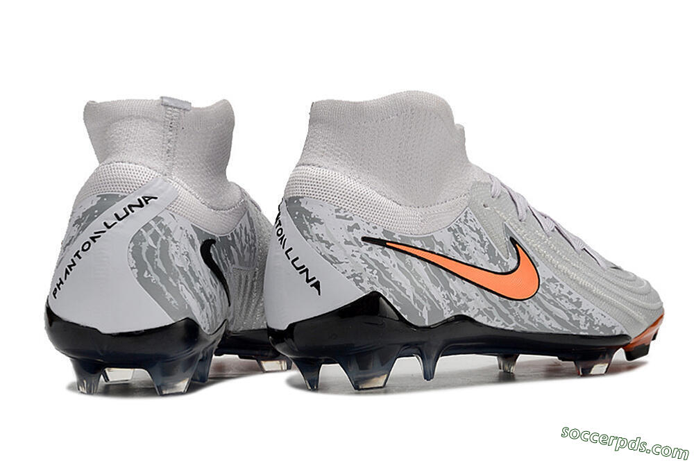 Nike Phantom Luna Elite NU FG High-Tops Football Boots - Grey/Orange/Black 6