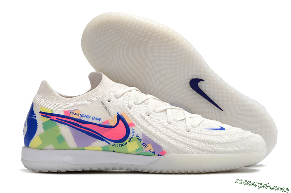 Nike Phantom GX 2 Elite IC Low-Tops Football Shoes - White/Blue/Pink/Yellow 1