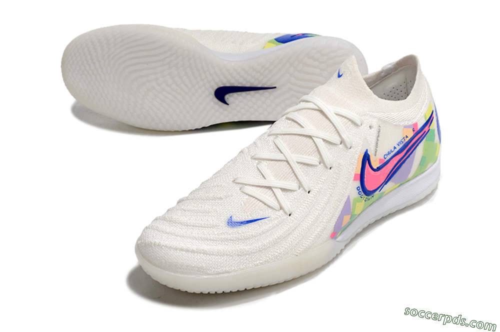 Nike Phantom GX 2 Elite IC Low-Tops Football Shoes - White/Blue/Pink/Yellow 3