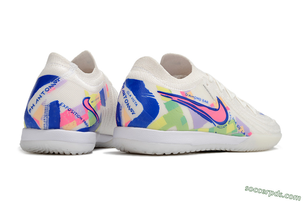 Nike Phantom GX 2 Elite IC Low-Tops Football Shoes - White/Blue/Pink/Yellow 6