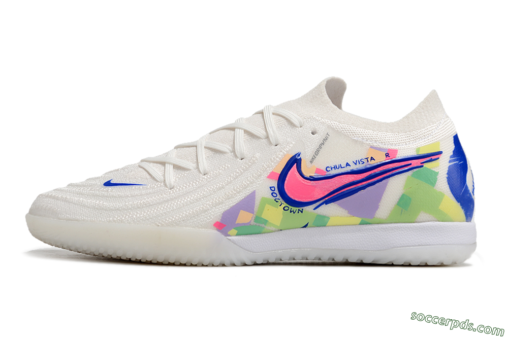 Nike Phantom GX 2 Elite IC Low-Tops Football Shoes - White/Blue/Pink/Yellow 2