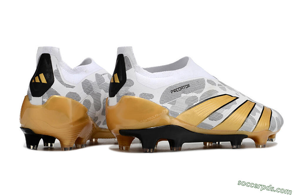 Adidas Predator Accuracy+ Laceless FG Low-Tops Football Boots - White/Grey/Gold 6