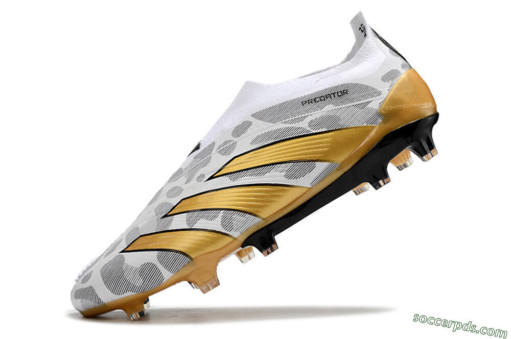 Adidas Predator Accuracy+ Laceless FG Low-Tops Football Boots - White/Grey/Gold 5