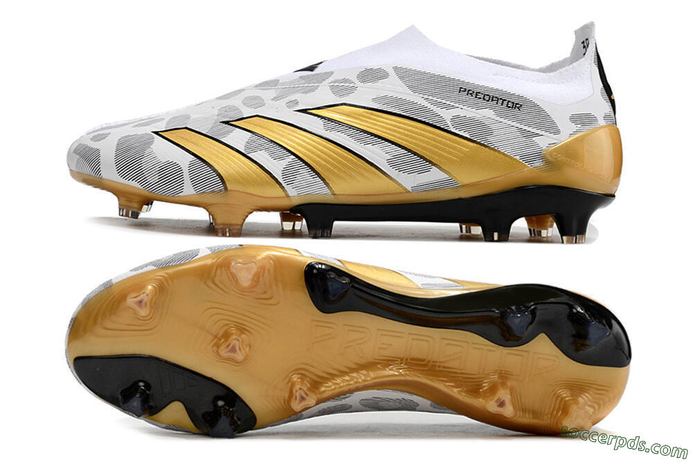 Adidas Predator Accuracy+ Laceless FG Low-Tops Football Boots - White/Grey/Gold 0