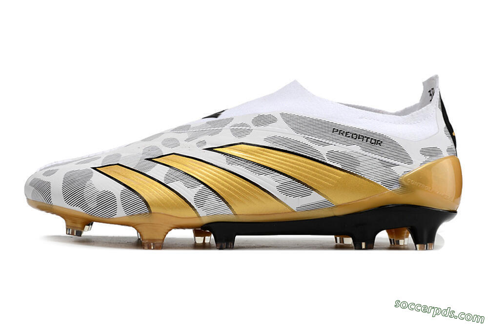 Adidas Predator Accuracy+ Laceless FG Low-Tops Football Boots - White/Grey/Gold 2