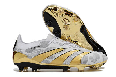 Adidas Predator Elite FG Low-Tops Football Boots - White/Grey/Gold