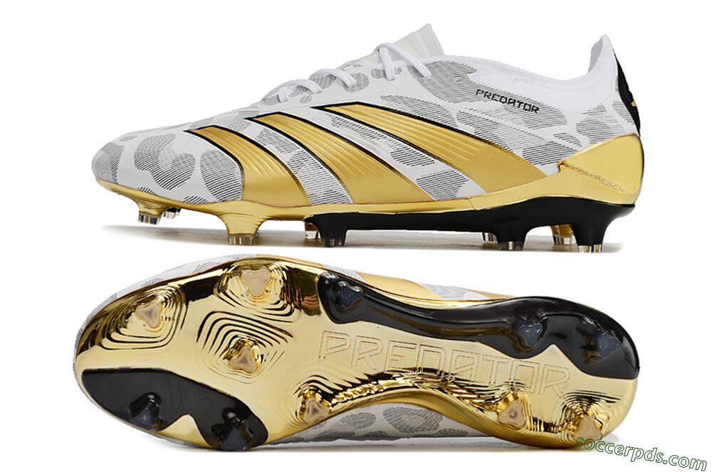 Adidas Predator Elite FG Low-Tops Football Boots - White/Grey/Gold 0