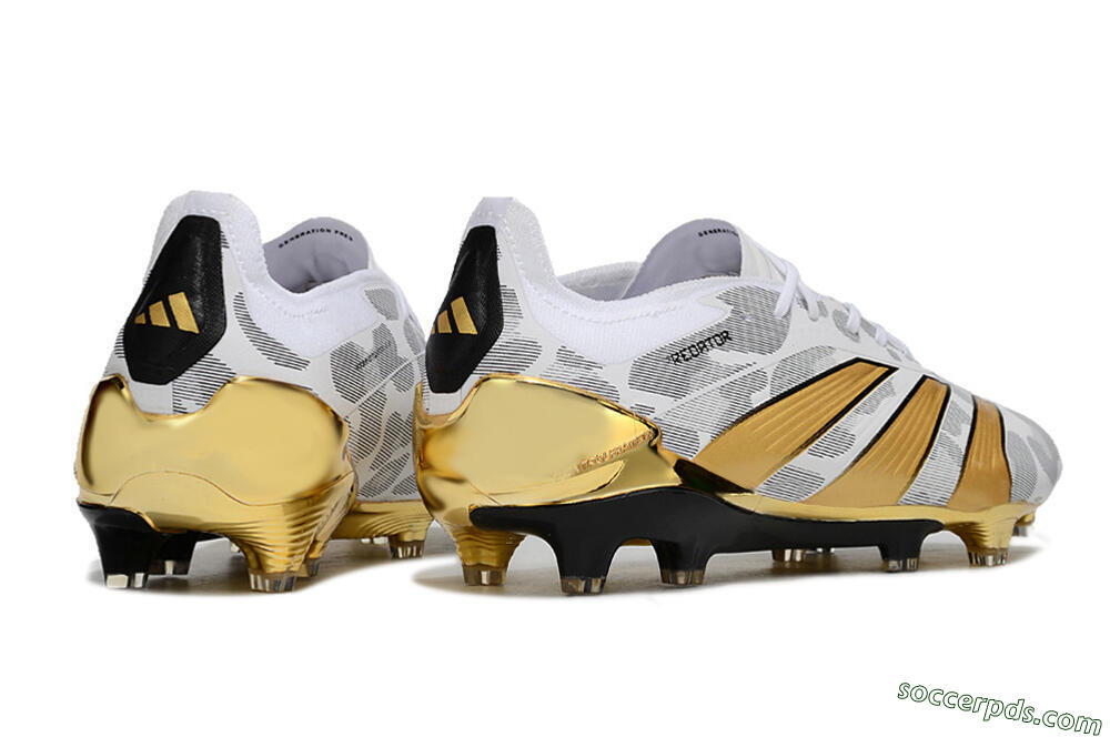 Adidas Predator Elite FG Low-Tops Football Boots - White/Grey/Gold 6