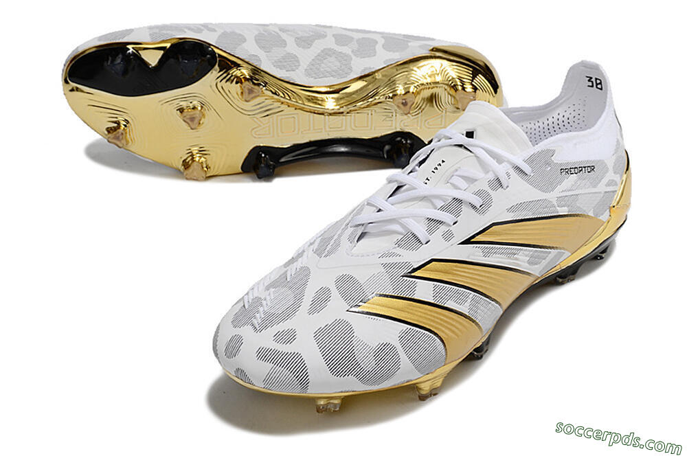 Adidas Predator Elite FG Low-Tops Football Boots - White/Grey/Gold 3