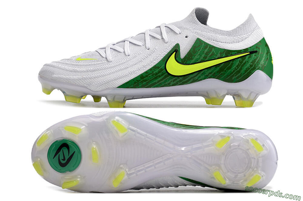 Nike Phantom Luna Elite NU FG Low-Tops Football Boots - White/Green/Yellow 0