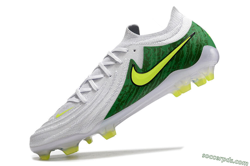 Nike Phantom Luna Elite NU FG Low-Tops Football Boots - White/Green/Yellow 5